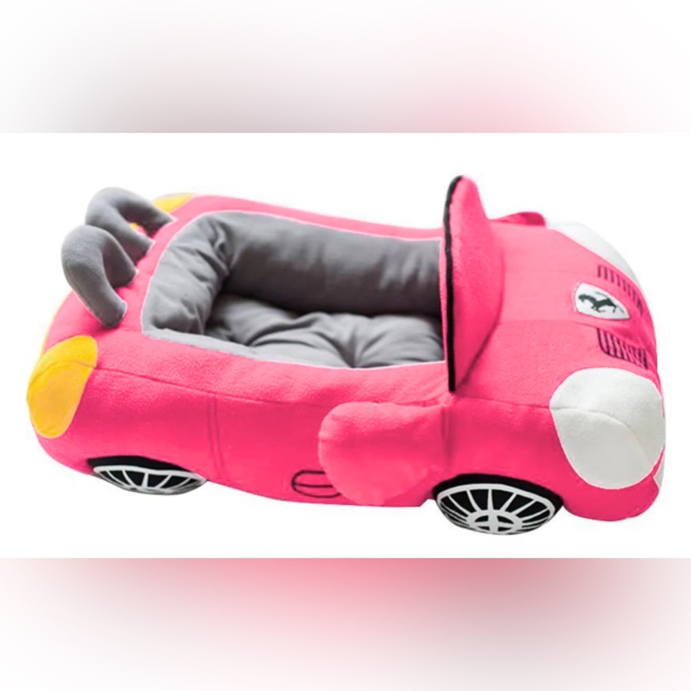 Dog bed Pink Convertible car shaped Fluffy Thick Soft New Ferrari soft p… - Picture 2 of 3